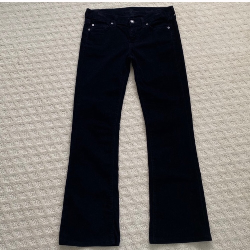 7 For All Mankind Black Corduroy Bootcut Pants 25